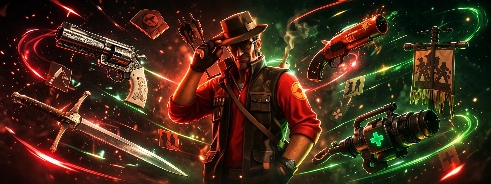 TF2 Sniper with an arsenal of weapons