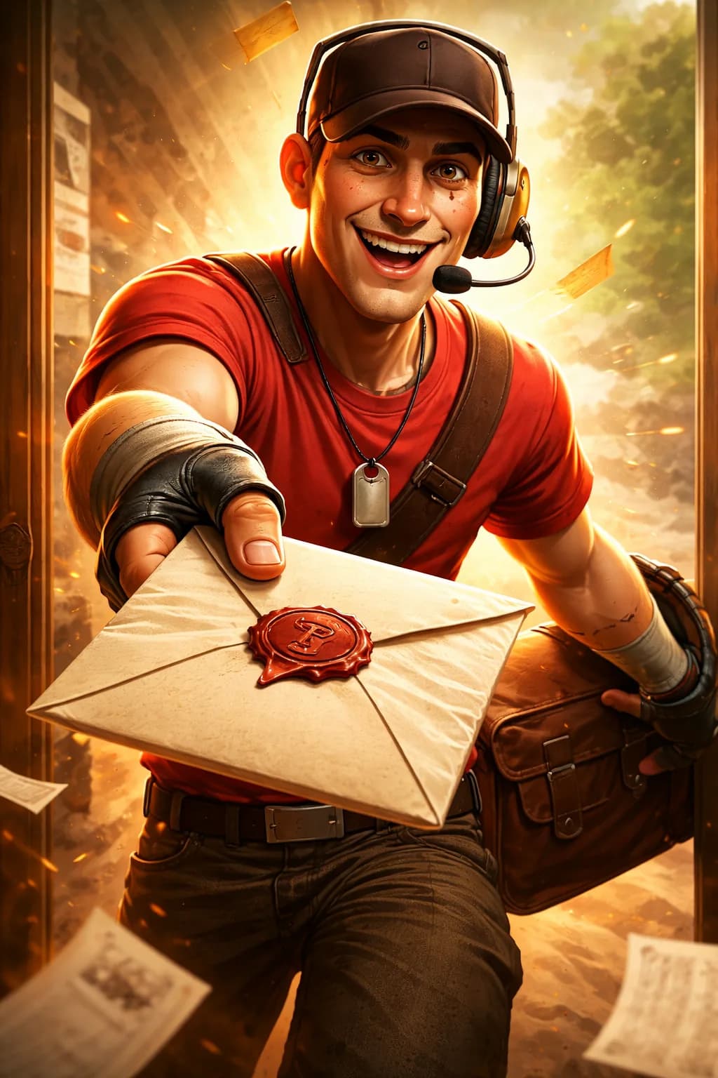TF2 Scout delivering a letter